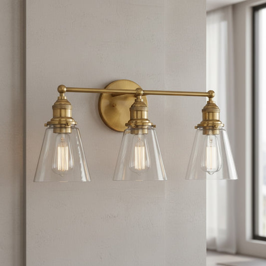 Leah Farmhouse 3-Light Glass Vanity Sconce