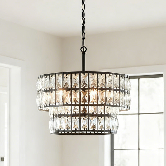 Liorael Modern Luxury Crystal Drum Chandelier