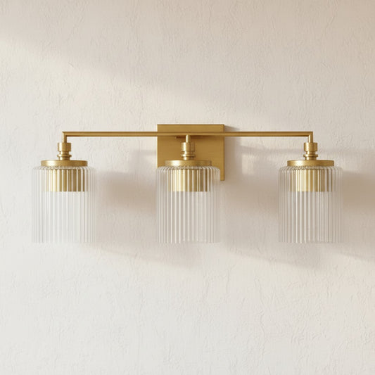 Eliot Modern 3-Light Ribbed Glass Cylinder Vanity Wall Lamp
