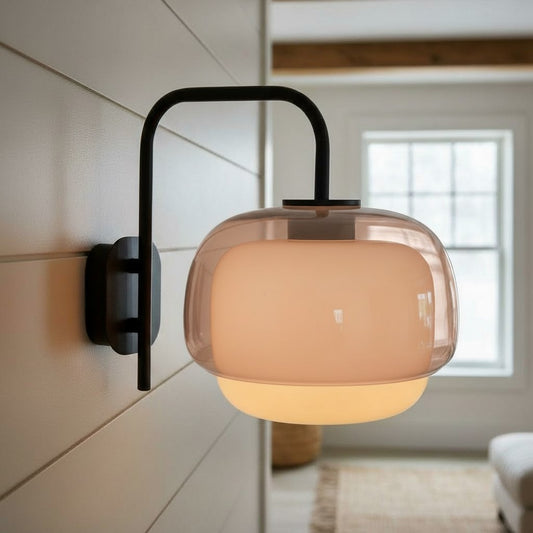 Sanae Modern Round Shade Colored Glass Wall Sconce