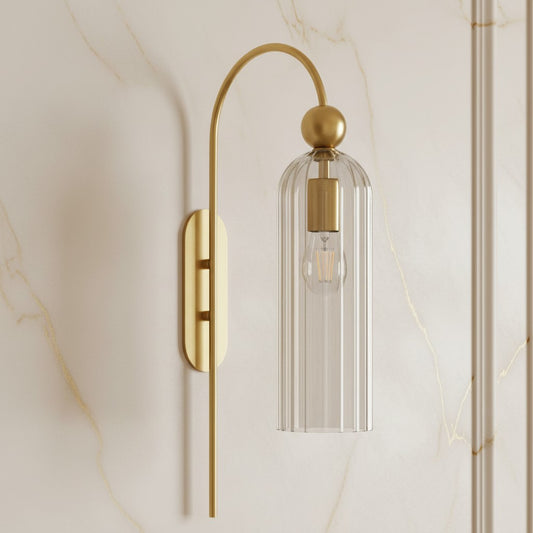 Azura Antique Cylinder Vertical Ribbed Glass Wall Sconce