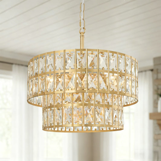 Liorael Modern Luxury Crystal Drum Chandelier