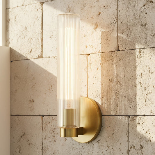 Bastian Minimalist Cylindrical Fluted Glass Wall Sconce