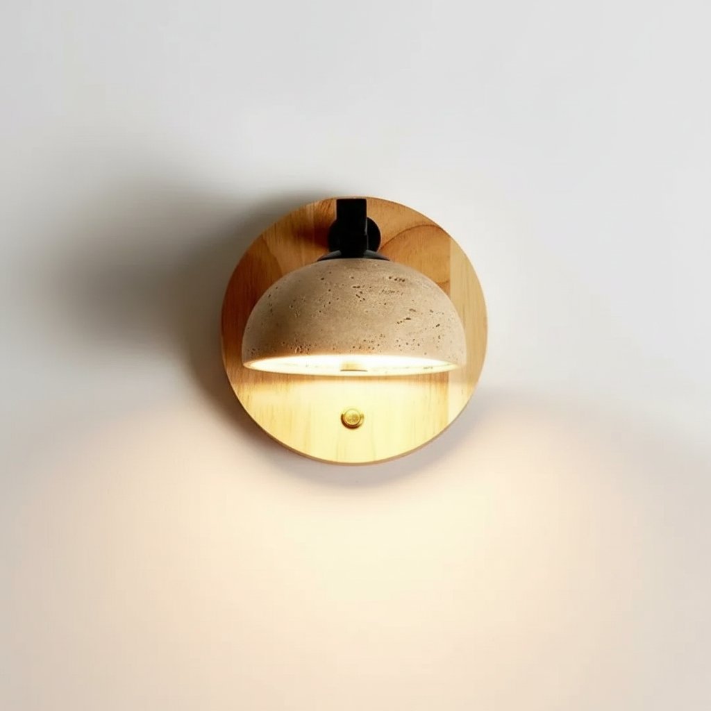 Riley Travertine Wood Round Wall Sconce | LuciaLiving – Lucia Living