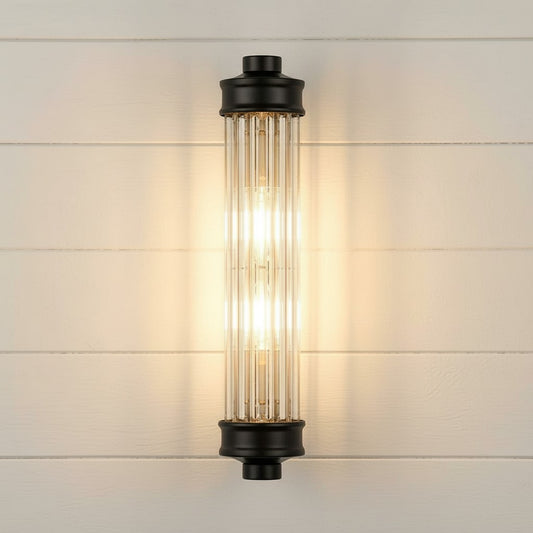 Paloma Modern Ribbed Glass Cylindrical Wall Sconce