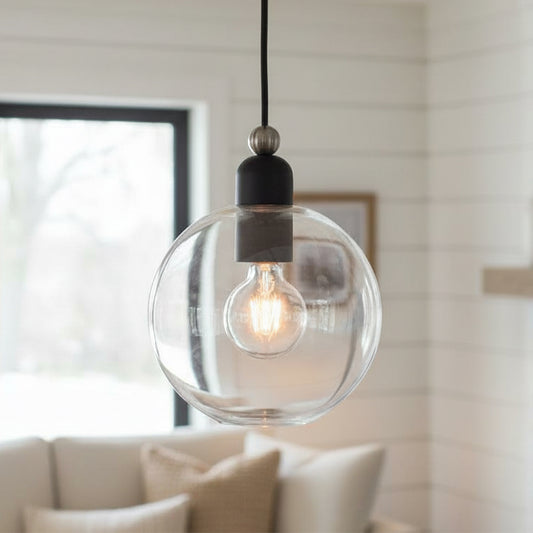 Elle Minimalist Clear Glass Dome Pendant Light