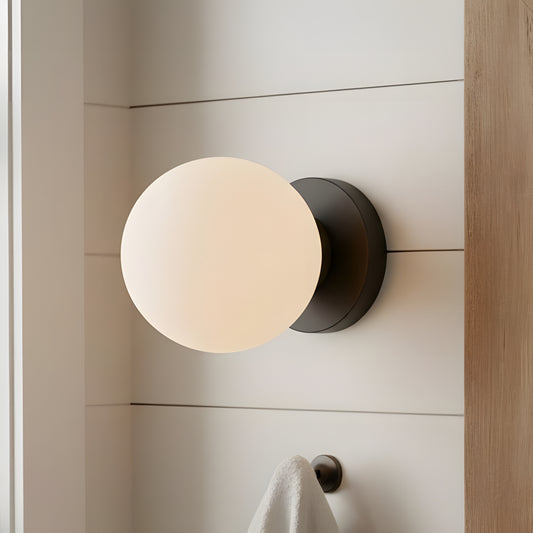 Silenus Mid-Century Modern Opal Glass Globe Wall Sconce