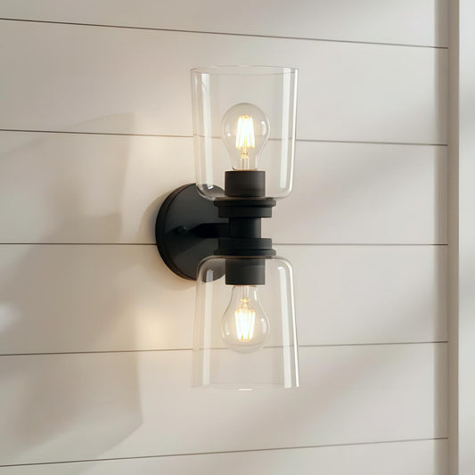 Tyche Modern Cylinder Glass Double Sconce