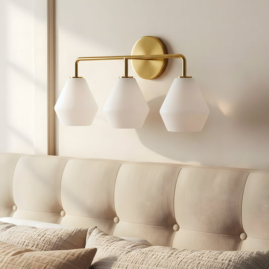 Celeste Modern Sculptural Geometric Brass Glass Wall Sconce