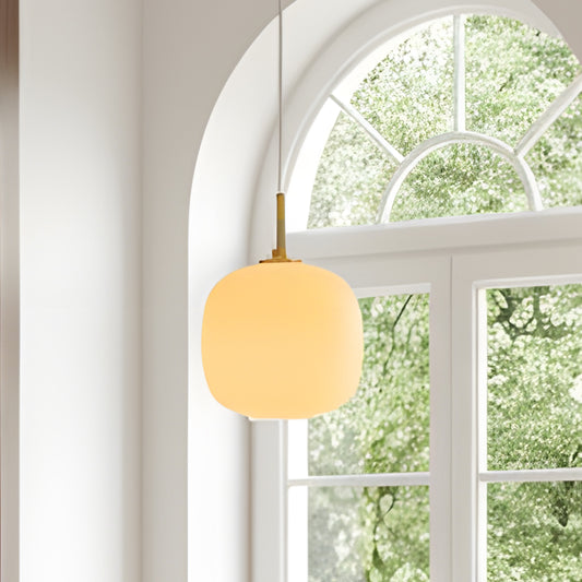 Pyroeis Mid-Century Modern Brass Globe Glass Pendant Light