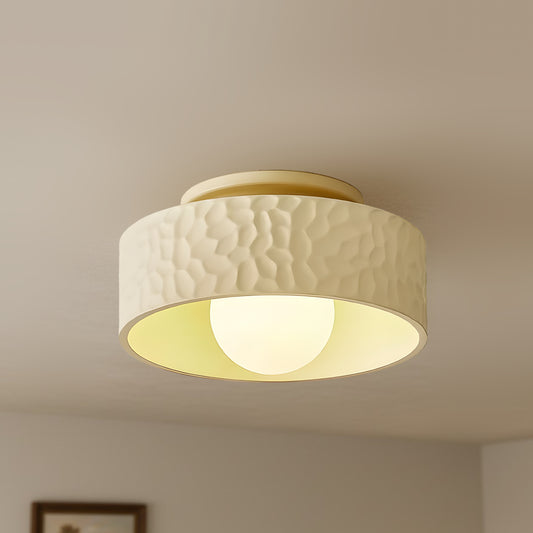 Modern Textured Drum Shade Flush Mount Ceiling Light