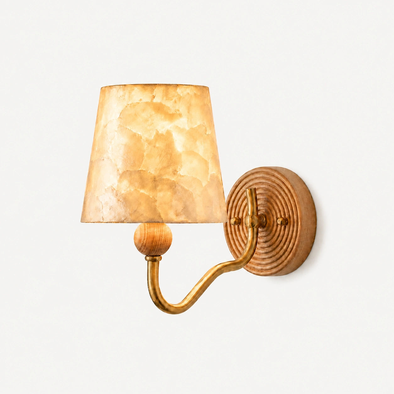 Cyvora Modern Curved Tapered Capiz Wall Light