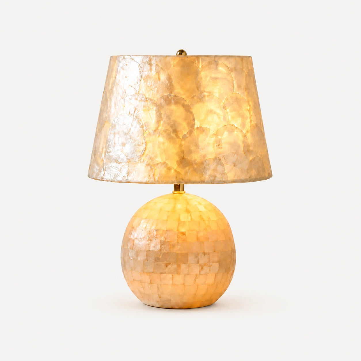 Cyvora Modern Drum Shade Capiz Table Light