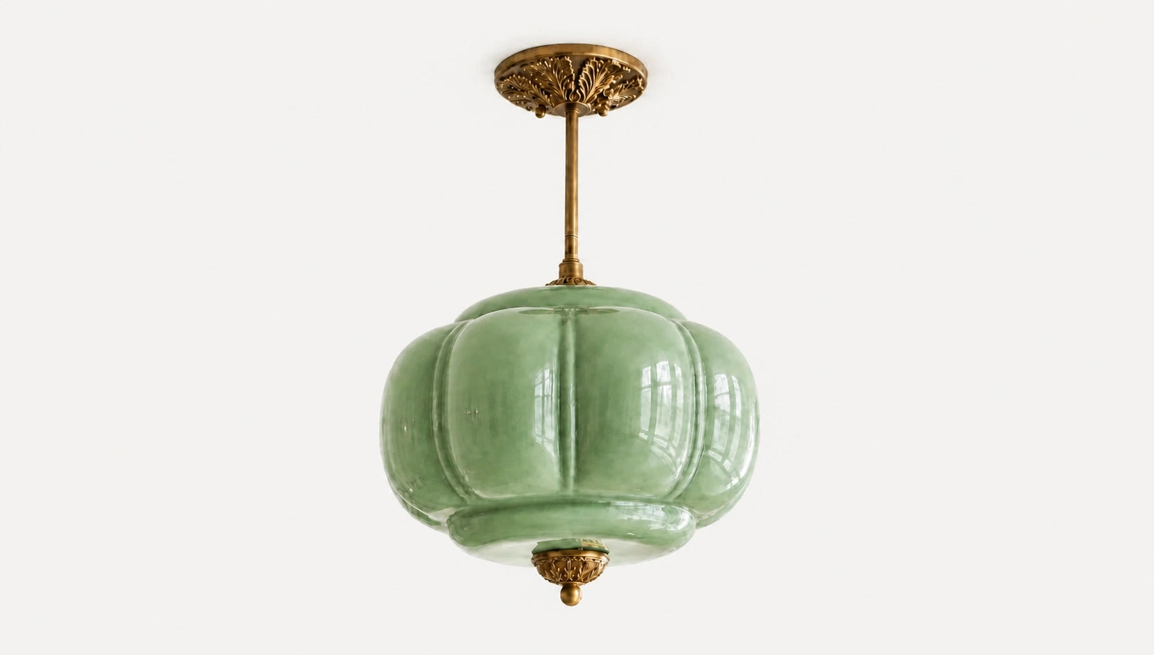 Lumi Eloise Vintage Milk Glass Antique Brass Pendant Light