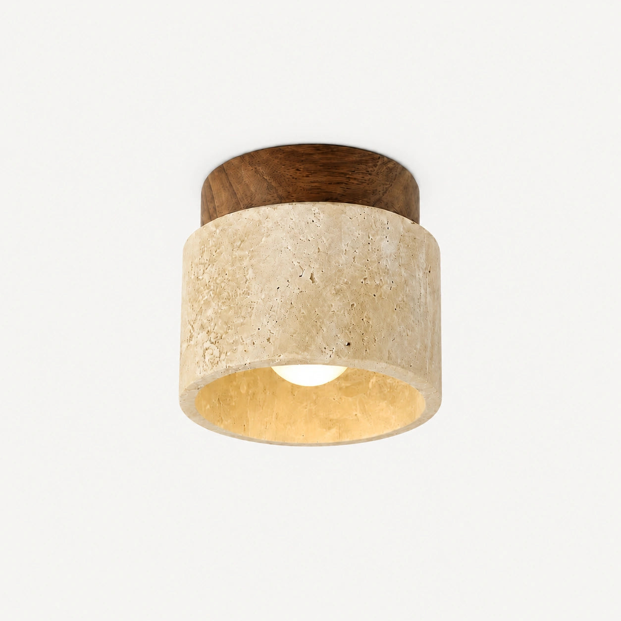 Kairi Scandinavian Natural Travertine Semi Flush Mount Ceiling Light