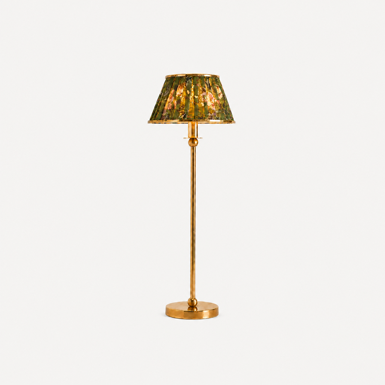 Ursula Vintage Ruched Printed Shade Brass Table Light