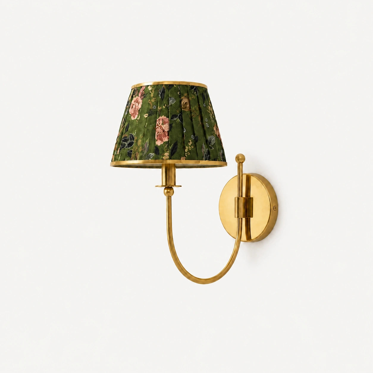 Ursula Retro Farmhouse Brass Fabric Shade Wall Sconce