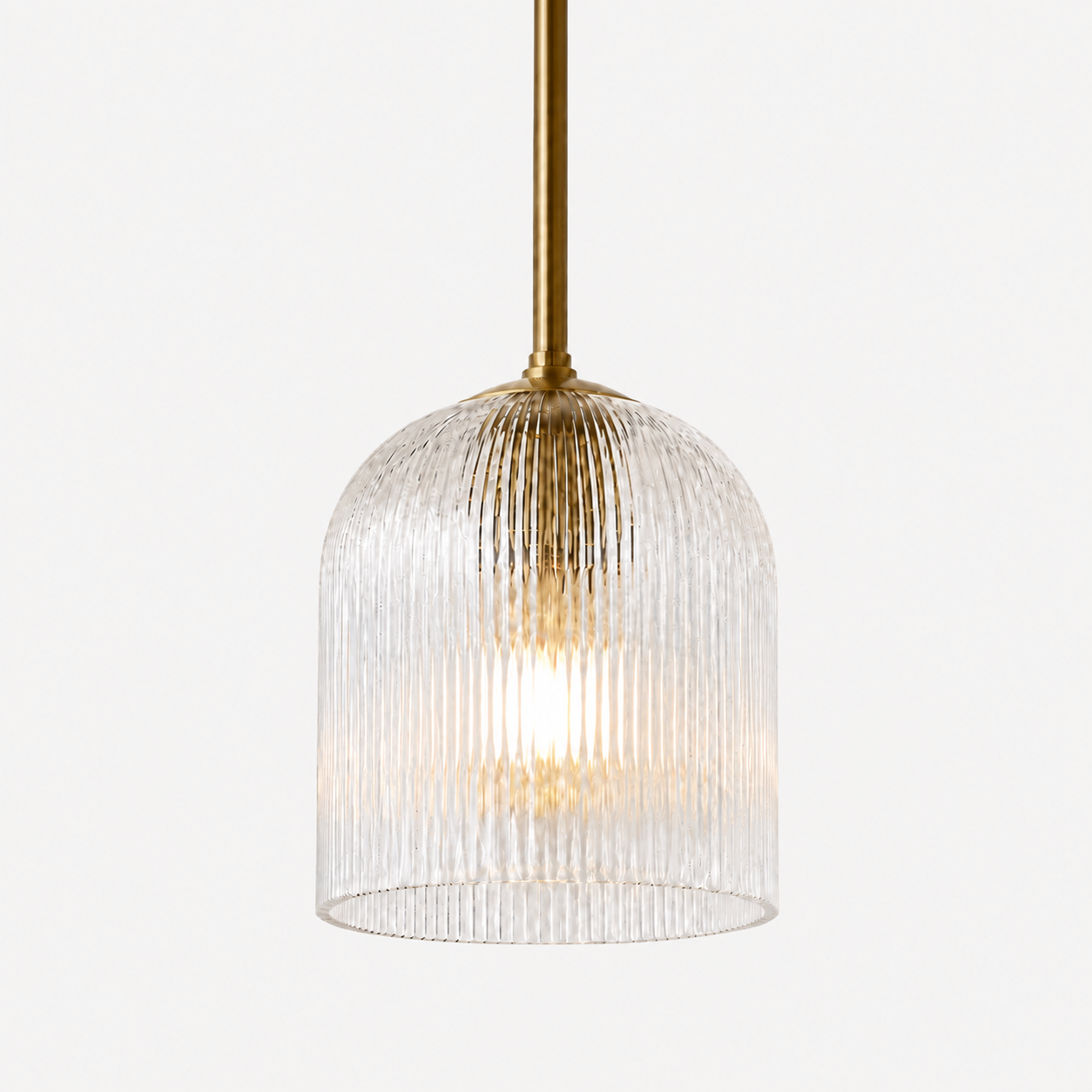 Vireo Farmhouse Copper Ribbed Glass Pendant Light